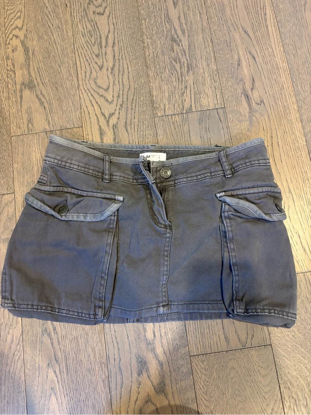Garage Gray Cargo Mini Skirt with Flap Pockets